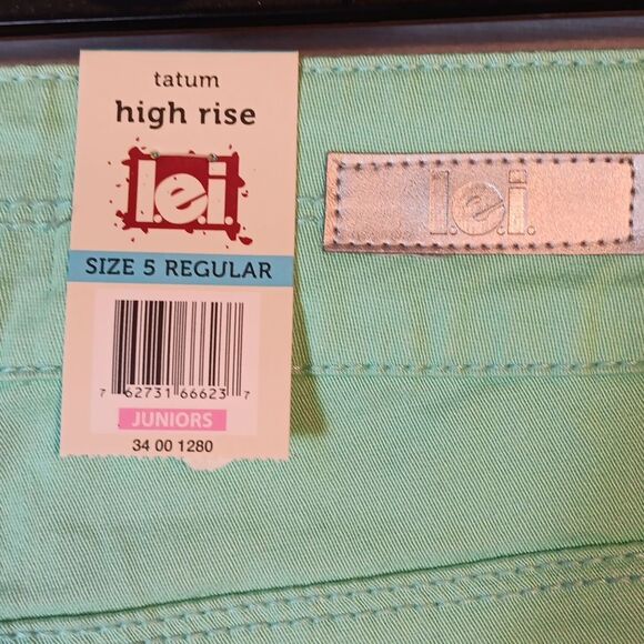 Lei Women's High Rise Mint Denim Shorts - Picture 3 of 6
